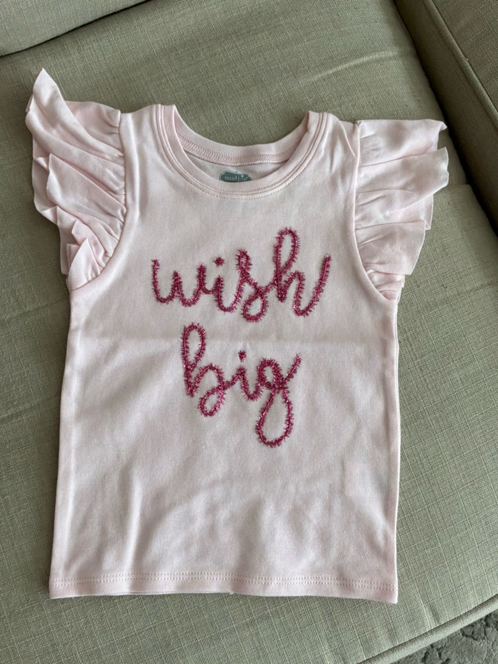 Mud Pie Baby Pink Ruffle Sleeve Top
